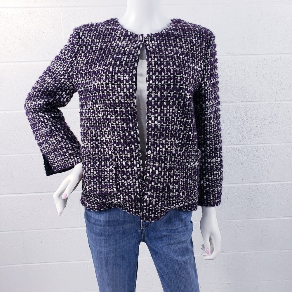 St. John‎ Couture Purple Tweed Blazer Jacket Wool Mohair Alpaca Women's Size 4